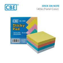 Load image into Gallery viewer, CBE 14036 STICK ON NOTE 75MMX75MM 4COLORS 400SHEETS