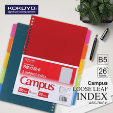 Load image into Gallery viewer, KOKUYO CAMPUS LOOSE LEAF ACCESSORIES - A5 / B5 / A4 - CLEAR FILE/ZIP POCKET/INDEX LABEL