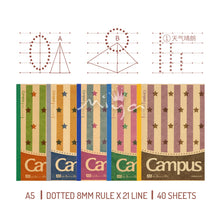 Load image into Gallery viewer, KOKUYO WCN-CNB3/1445 CAMPUS NOTEBOOK A5/ B5 -DOTTED 8MM RULE X 26 LINE - CIRCUS SERIES
