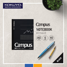 Load image into Gallery viewer, Kokuyo NO-104/4/201S5-D Campus Notebook -Business -A5/ B5/ A4 -5MM GRID (40 SHEETS)BLACK