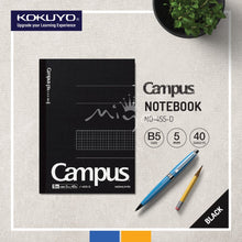 Load image into Gallery viewer, Kokuyo NO-104/4/201S5-D Campus Notebook -Business -A5/ B5/ A4 -5MM GRID (40 SHEETS)BLACK