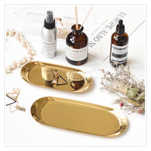 Load image into Gallery viewer, Gold Stainless Steel Towel Tray / Storage Tray / Dish Plate / Cosmetics Storage / Jewelry Organizer