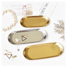 Load image into Gallery viewer, Gold Stainless Steel Towel Tray / Storage Tray / Dish Plate / Cosmetics Storage / Jewelry Organizer