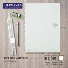 Load image into Gallery viewer, Kokuyo Soft Ring Notebook - Blank A5 / B5 - White (80 SHEETS)
