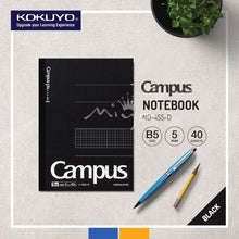 Load image into Gallery viewer, Kokuyo NO-104/4/201S5-D Campus Notebook -Business -A5/ B5/ A4 -5MM GRID (40 SHEETS)BLACK
