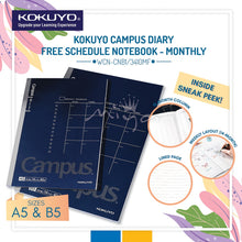 Load image into Gallery viewer, KOKUYO WCN-CNB3/1410MF CAMPUS Diary Free Schedule Notebook A5/B5 -Monthly
