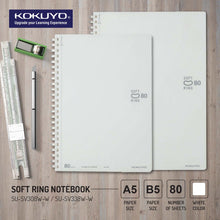 Load image into Gallery viewer, Kokuyo Soft Ring Notebook - Blank A5 / B5 - White (80 SHEETS)
