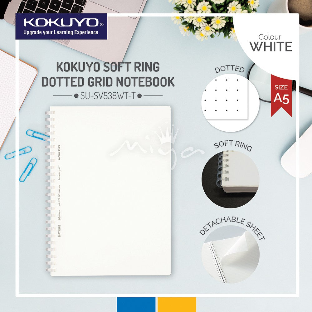 KOKUYO SOFT RING DOTTED NOTEBOOK - A5/B5 (80 SHEETS)